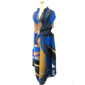 19SS 変形プリーツロングワンピース マルチカラー 