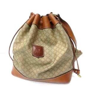 ヴィンテージ オールド 巾着 ショルダーバッグ マカダム柄 ベージュ