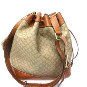 CELINE ヴィンテージ オールド 巾着 ショルダーバッグ マカダム柄 ベージュ