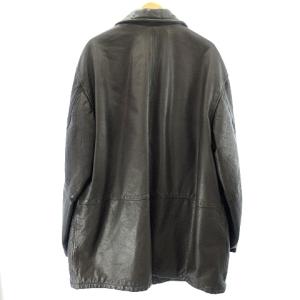 GIORGIO ARMANI ヴィンテージ カーフナッパレザー コート アウター ロング ブラウン 茶 54 約XL 