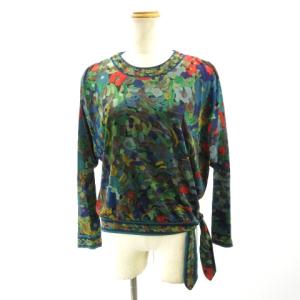 カットソー シルク 裾リボン 花柄 M