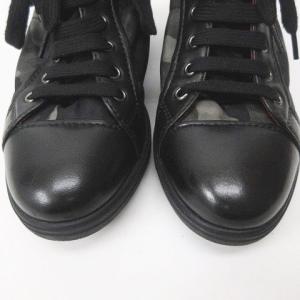 PRADA SPORT ハイカットスニーカー インヒール 迷彩 サイドジップ レザー 37 ブラック