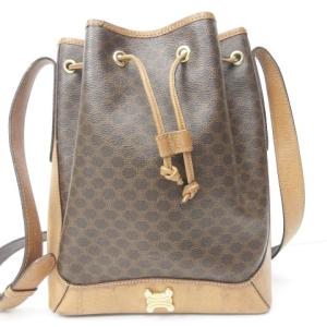 ヴィンテージ PVCレザーマカダム柄ショルダーバッグ ブラウン