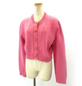 RUNWAY 美品 ニットカーディガン カシミヤ混 ショート丈 ピンク L