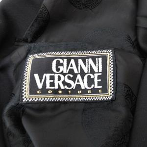 GIANNI VERSACE 美品 タキシード セットアップ スーツ 裏地メデューサ柄 パーティー フォーマル ジャケット 3タック スラックス ブラック