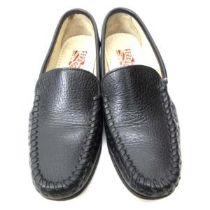 Salvatore Ferragamo ローファー スリッポン シュリンクレザー ブラック 5 約22cm IBO15