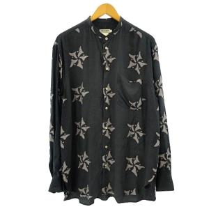 ヴィンテージ バンドカラーレーヨンシャツ ネイビー