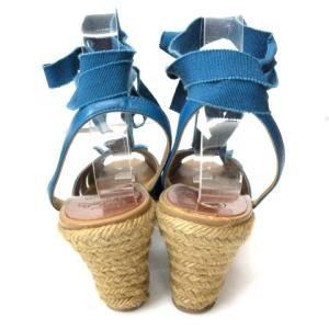 Christian Louboutin ウェッジソールサンダル レースアップ ターコイズブルー 38 