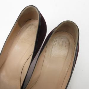 Christian Louboutin リボンスエードハイヒールパンプス ワインレッド