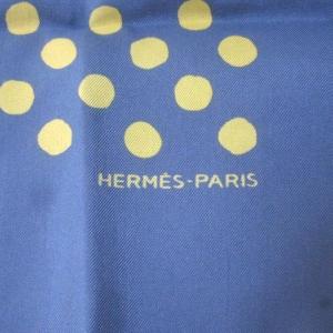 HERMES 水玉ハンカチ ブルー