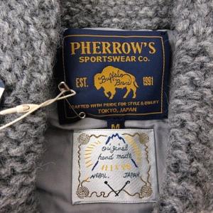 PHERROW'S タグ付き ハンドメイド カウチン ショールカラー ニットベスト グレー 灰 M