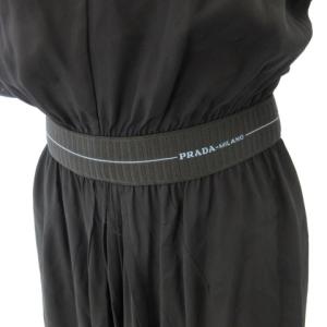 PRADA 19年製 ワンピース バックリボン ロゴ刺繍 38 ブラック