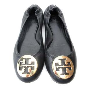 TORY BURCH Tロゴフラットシューズ 7 1 ブラック 
