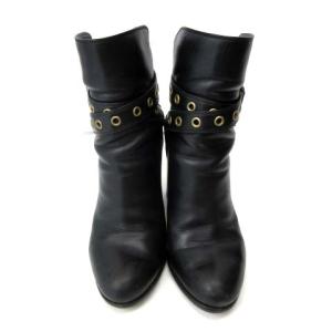 Sergio Rossi ショートブーツ スタッズ ベルト 黒 ブラック 37 23.5?24cm