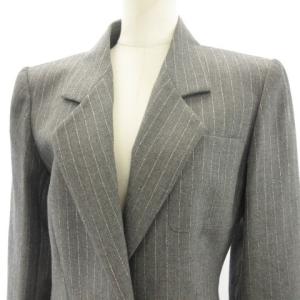 YVES SAINT LAURENT パンツスーツ セットアップ ウール ストライプ 1B 38 グレー WY