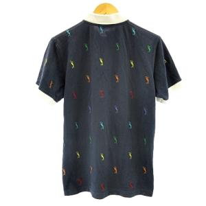 MARK&LONA ポロシャツ 半袖 ゴルフウェア スカル刺繍 総柄 ネイビー L