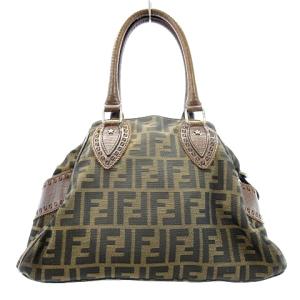 FENDI ヴィンテージ 8BN157 エトニコ ズッカ柄 ハンドバッグ ブラウン