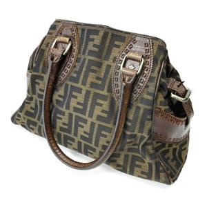 FENDI ヴィンテージ 8BN157 エトニコ ズッカ柄 ハンドバッグ ブラウン