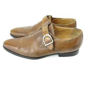 LANVIN COLLECTION シングルモンクストラップ レザーシューズ ブラウン 42 約27cm