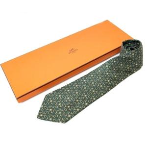 シルクネクタイ レギュラータイ ビット柄 グリーン