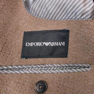 EMPORIO ARMANI 美品 2018年モデル ツイードテーラードジャケット ブレザー ストレッチ ビジネス フォーマル ブラウン 茶 50 約L