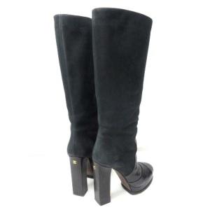 HIGH BOOTS WAX SUE ロングブーツ ココマーク ヌバックレザー 38.5 ブラック