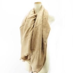ショール モノグラム シルク混 ウール ベージュ 402336