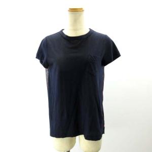 sacai luck カットソー Tシャツ 半袖 ドッキング バックプリーツ ハートプリント ネイビー 1