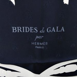 HERMES BRIDES de GALA 式典用馬勒 カレ 90 ネイビー 白