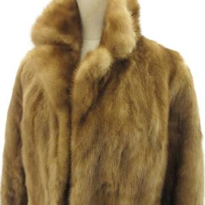 SAGA MINK 金サガ 毛皮 ファーコート ハーフ 裏地花柄 ミンク 9号 ブラウン