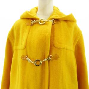 CELINE フーデッドダッフルコート ロゴ金具 フランス製 36 黄