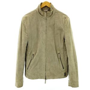 中綿スウェードブルゾン ラムレザー スタンドカラー 48 ベージュ