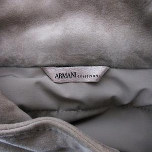 ARMANI COLLEZIONI 中綿スウェードブルゾン ラムレザー スタンドカラー 48 ベージュ