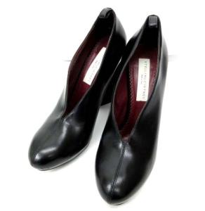 イタリア製 パンプス ブーティ Vカット レザー ブラック 39 25.5cm 26cm RRR