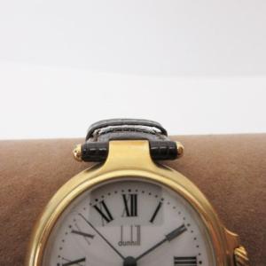 dunhill 腕時計 革ベルト ミレニアム クォーツ ヴィンテージ 稼働品 ブラウン ゴールド ホワイト WY
