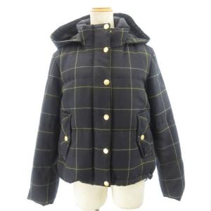 ウインドウペンチェックダウンジャケット 38 ネイビー