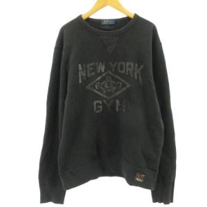 クルーネックプリントトレーナー 175 ブラック