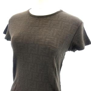 ヴィンテージ ズッカ柄ウールニットTシャツ 42 ブラウン