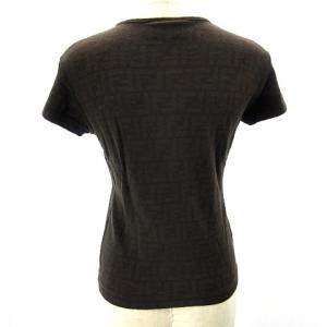 FENDI ヴィンテージ ズッカ柄ウールニットTシャツ 42 ブラウン