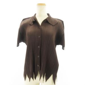 イッセイミヤケ プリーツシャツ 4 ブラウン