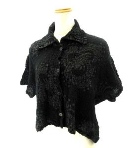 シャツ ブラウス カーディガン ショート丈 ブラック ECR12