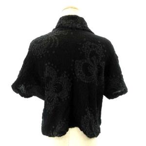 me ISSEY MIYAKE シャツ ブラウス カーディガン ショート丈 ブラック ECR12