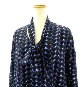 19AW ハートプリントボウタイ付ワンピース 36 ブルー