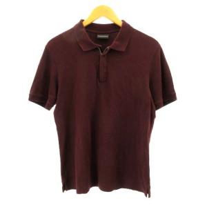 ハーフジップロゴプリントポロシャツ ワインレッド 
