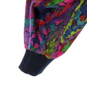 LEONARD ニット Vネック 長袖 花柄 ウール×シルク L グリーン パープル マルチ