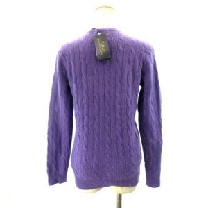 POLO RALPH LAUREN カシミア混 Vネック ケーブルニット セーター パープル 