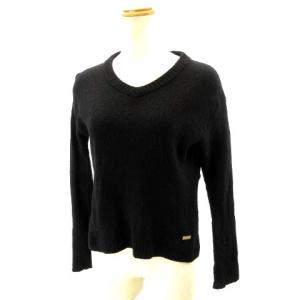 Vネックニット ウール混 ブラック 38 M