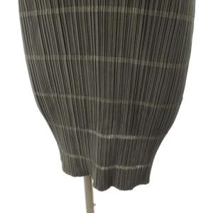 PLEATS PLEASE ISSEY MIYAKE ロングボーダーカットソーワンピース ダークグレー