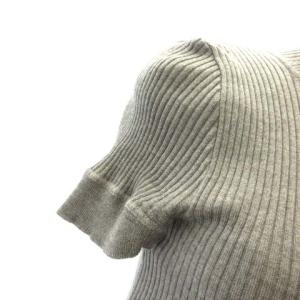 PAULE KA ドッキングワンピース タートルネック リブニット ひざ丈 半袖 38 グレー