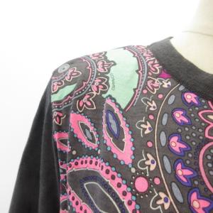 LEONARD FASHION ニットカーディガン ペイズリー柄 ウール シルク 長袖 ダークグレー LL IBO20